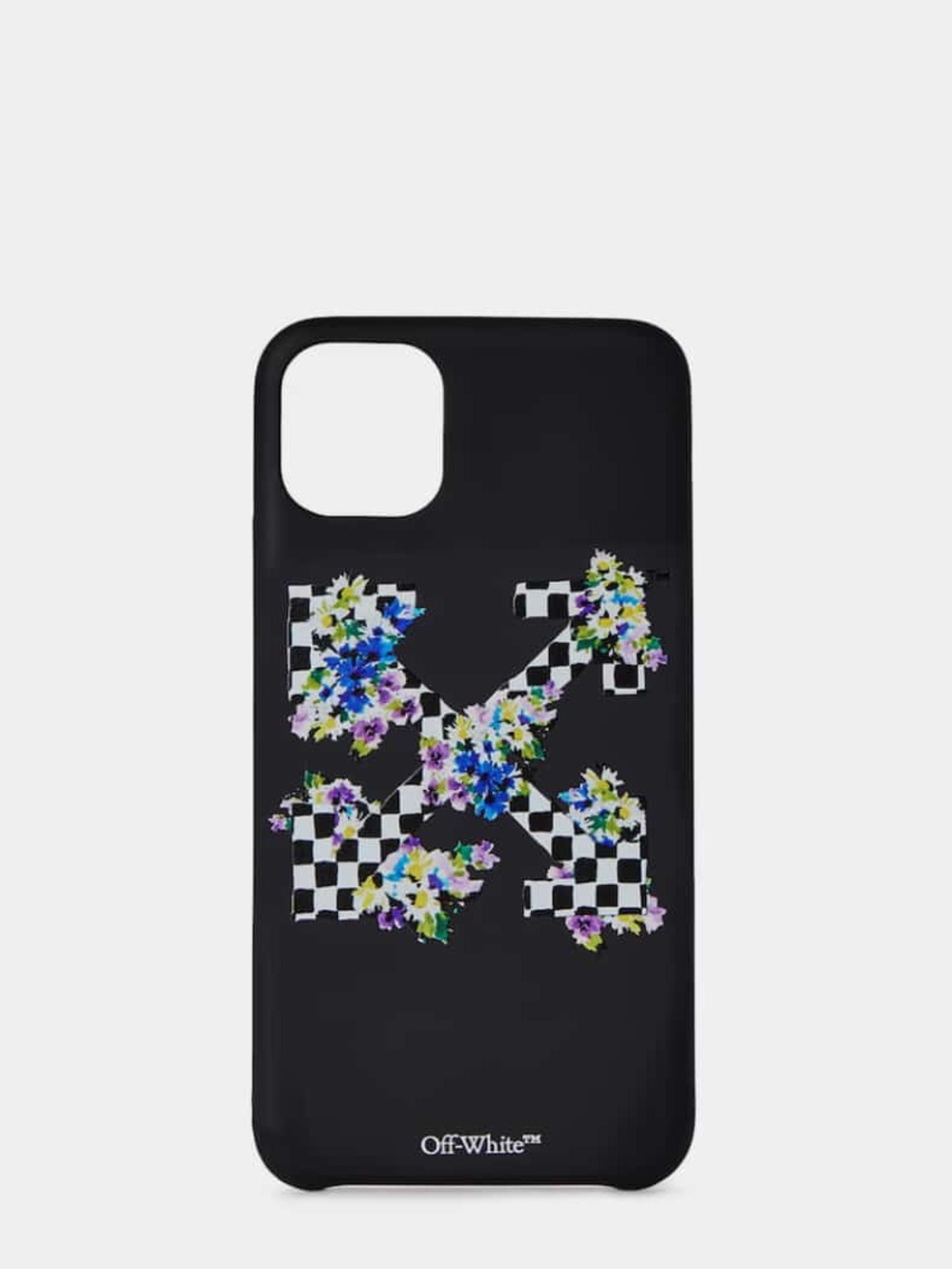 Off-White Black Floral Checker iPhone Case